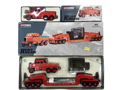 Lot 1831 - Corgi Classics 1:50 scale diecast Heavy Haulage Siddle Cook Scammell Constructor and 24 wheel girder trailer & load, boxed 17603 and Scammell Constructor, boxed 17501, plus other diecast com...