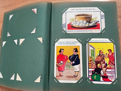 Lot 1151 - Vintage postcard album - Saucy/comic postcards by Bamforth, Trow, Bob Wikin etc. approx. 70