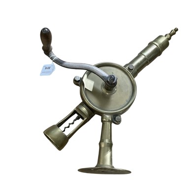 Lot 3016 - Brass tabletop corkscrew signed 'Eclipse'