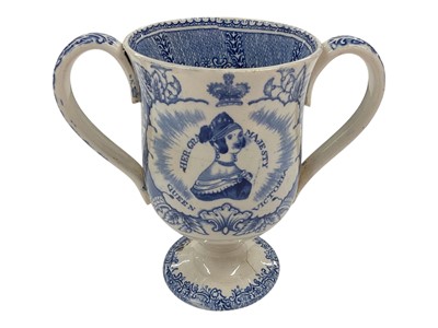 Lot 149 - Queen Victoria pearlware Coronation loving cup