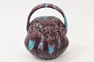 Lot 259 - Unusual Japanese blue and purple glazed pot or lantern
