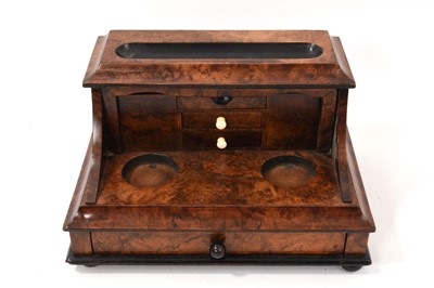 Lot 940 - Victorian burr walnut cylinder desk stand