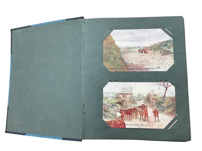 Lot 1154 - Blue album of military related postcards, HMS Daffodil, RAMC picking up the wounded, Marshall Foch, approx. 97