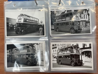 Lot 1155 - Blue folder of old bus and coach photographs (postcard size) approx. 56