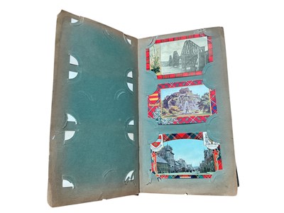 Lot 1156 - Vintage green album of postcards relating to Scotland, approx. 80