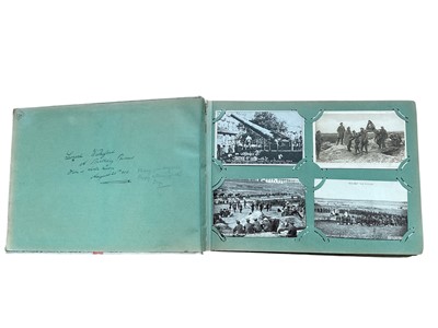 Lot 1157 - Military postcards in vintage album, wounded Tommy, Holystoning the deck, Ypres, approx. 140