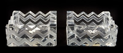 Lot 30 - Formerly the property of William Tallon R.V.M., pair Lalique Art Deco-style glass ashtrays marked 'Lalique France'. Sold by these rooms in The William Tallon Sale 5th July 2008, lot 479