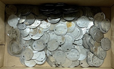 Lot 737 - Large collection of stamped metal military dog tags, (1 box).