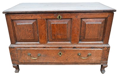 Lot 1376 - 18th century Welsh oak coffer bach