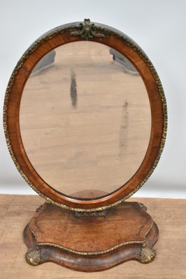 Lot 1375 - Victorian walnut framed dressing mirror with gilt metal mounts