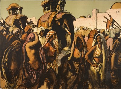Lot 1175 - *Gerald Spencer Pryse (1882-1956) coloured lithograph, Scenes of the Empire series 1924, No. 4, signed, 90cm x 125cm, unframed