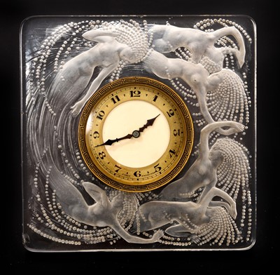 Lot 216 - Rene Lalique, ‘Naiades’ glass framed timepiece