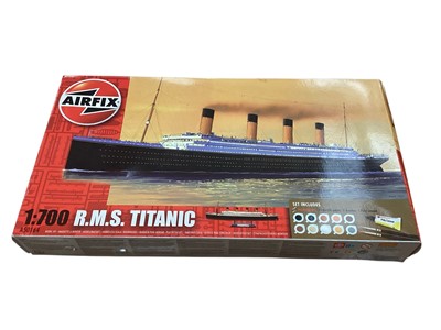 Lot 1838 - Airfix 1:70 scale R.M.S. Titanic model kit, boxed A50164, Trumpeter 1:700 scale HMS Nelson 1944 model kit, boxed 06717 and Atlas Editions Cruise Liners, boxed (x9) (1 box)