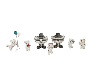 Lot 2315 - Two Swarovski Bo Bears, together with five other small bears, all boxed (7)