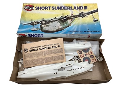 Lot 1841 - Airfix 1:72 scale Series 6 model kit Short Sunderland III with instruction sheet & transfers, boxed (crumpled) 6001, Tamiya 1:72 scale model kit Ilyshin IL-2 Shturmovik, boxed 81, Minicraft...