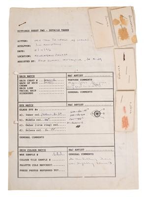 Lot 35 - H.R.H. Diana, Princess of Wales (1961-1997). Very rare Madame Tussauds Sittings' Sheet: 18th April , 1996. Comprising two sheets of A4.