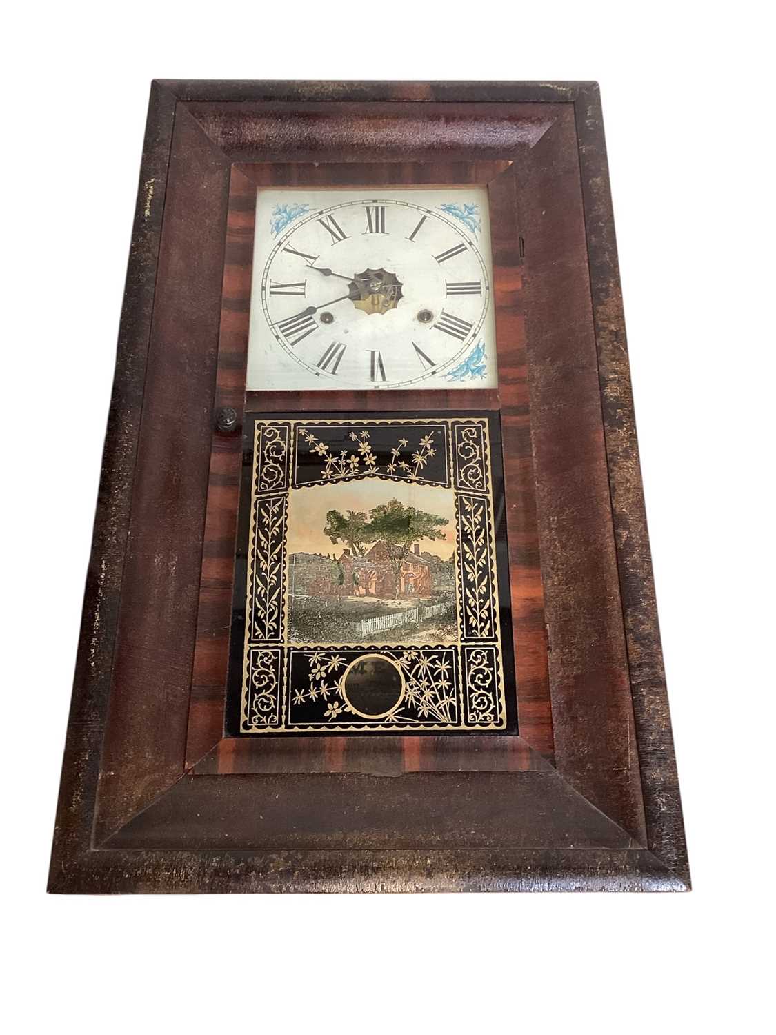 Lot 5030 - Late 19th century American rosewood case wall clock by Jerome & Co with thirty-hour movement