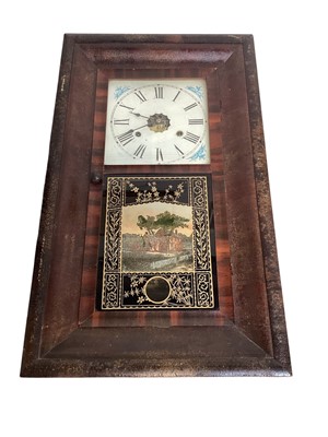 Lot 5030 - Late 19th century American rosewood case wall clock by Jerome & Co with thirty-hour movement