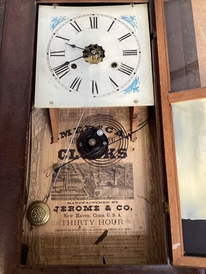 Lot 5030 - Late 19th century American rosewood case wall clock by Jerome & Co with thirty-hour movement
