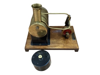 Lot 1865 - Mersey Model Co Ltd Model 52 stationary steam engine with burner, mounted on wooden plinth and one other (without burner) (2)