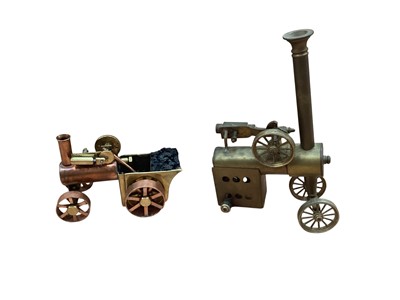 Lot 1866 - Two scratch built miniature copper and brass steam engines (one incomplete) (2)