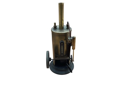Lot 1870 - Burnac Vulcan vertical live steam engine with burner and twin cylinder vertical steam engine (2)