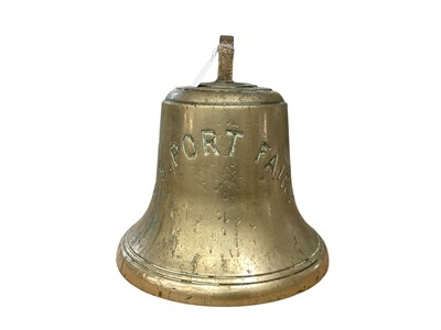 Lot 3028 - Large brass ship's bell and bracket engraved 'M.S. Port Fairy' - the Merchant Ship Port Fairy was built in 1928 and was involved in several episodes in WW2, including a collision with a Canadian...