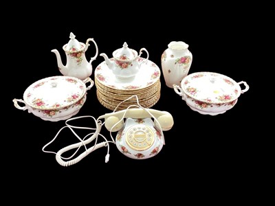 Lot 2343 - Group of Royal Albert Old Country Roses pattern ceramics to include a telephone.