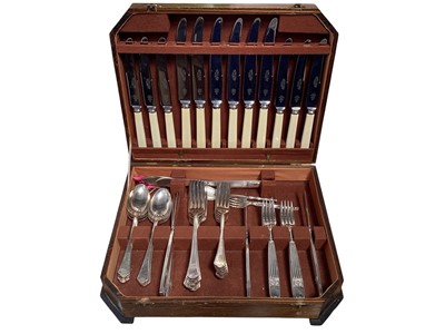 Lot 5026 - Canteen of silver plated cutlery by Mappin and Webb in oak cased box