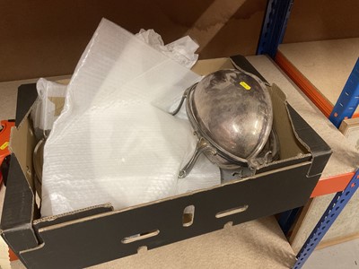 Lot 5146 - Silver plated cylinder serving dish and two lidded dishes