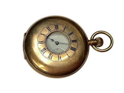 Lot 191 - Gold plated Waltham half hunter pocket watch