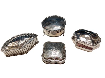 Lot 193 - Four silver trinket boxes