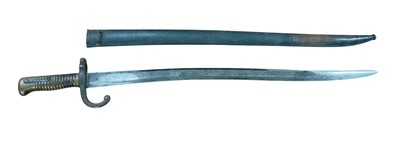 Lot 802 - French 1866 Pattern Chassepot bayonet with scabbard.