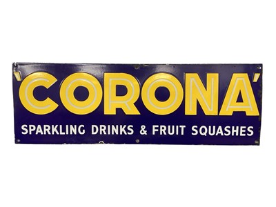 Lot 2981 - Vintage 'Corona' Sparkling Drinks & Fruit Squashes enamel advertising sign, approx. 76 x 25.5cm