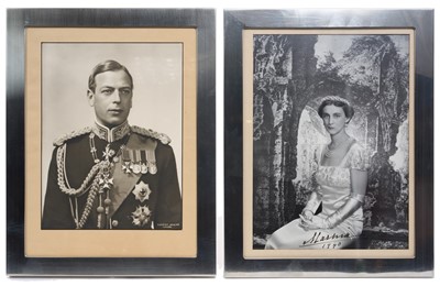 Lot 100 - T.R.H. Prince George, Duke of Kent and Princess Marina, Duchess of Kent, two fine signed royal presentation portraits in plated frames