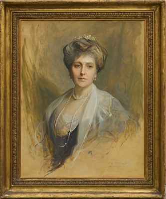 Lot 108 - Portrait of H.R.H. The Princess Beatrice (Princess Henry of Battenburg,1857-1944) after Philip de László by Sydney Percy Kendrick (1874 - 1955), oil on canvas, signed, in original gilt frame, 88c...