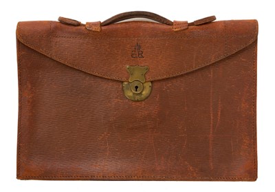 Lot 106 - King Edward VIII dispatch case in brown leather, embossed with The King's cypher in black. These dispatch cases were used by diplomats, civil servants and members of the royal household to secur...