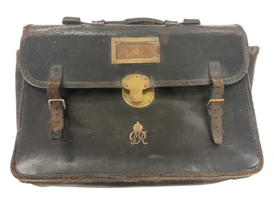 Lot 107 - King George VI attaché case in brown leather, embossed with The King's cypher in gold.