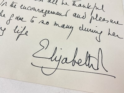 Lot 104 - H.M. Queen Elizabeth II - printed letter of thanks