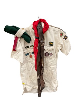 Lot 2982 - Scouting Interest- collection of Scout Association items to include a silver 'thanks badge' (Birmingham 1972), whistles, pin badges, belts and other items.