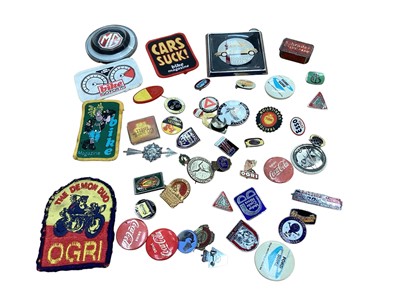 Lot 2983 - Collection of vintage motoring related cloth and pin badges to include Avon Tyres, BAC Motor Club, Shell Tractor Lubrication and others.