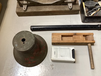 Lot 5029 - Pair of Bass brewery keg stands, together with a truncheon, bell, fishing reel and weights and rods