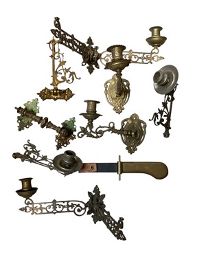 Lot 5032 - Collection of brass piano fittings (1 box)
