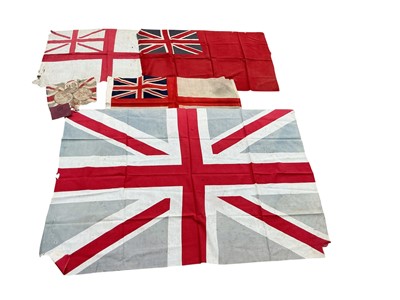 Lot 2985 - George VI & Queen Elizabeth 1937 Coronation Admittance ticket, together with a pin badge and group of Union Jacks and other flags, (1 box).