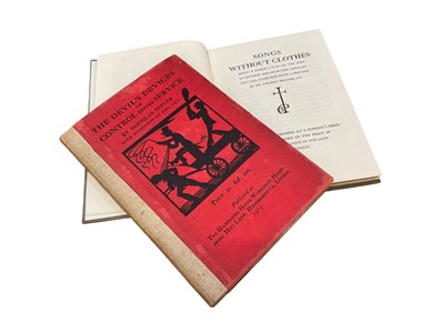 Lot 1402 - Eric Gill - Songs without Clothes, Ditchling S Dominics Press, 1921, 1st edition, and another Gill publication - Eric Pepler, Douglas. The Devils devices or control v...