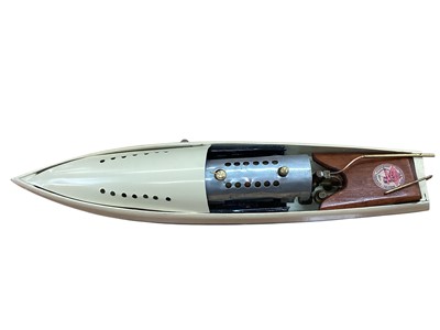 Lot 1886 - Bowman Models live steam launch "Snipe" with wooden hull and original wooden box (1)