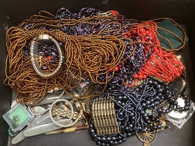 Lot 2993 - Sundry collectables, including pin badges, coins, cap badges, thimbles, costume jewellery, etc