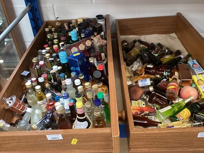 Lot 3003 - Two boxes of various alcohol miniatures to include Whisky's and liqueurs.