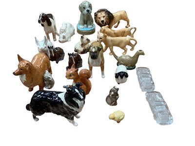 Lot 2357 - Collection of animal ornaments including Beswick lion family, dogs, pigs, foals etc