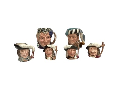 Lot 2361 - Large collection of small Royal Doulton character jugs including Henry VIII and his six wives, D'artagnan and the three musketeers etc plus some other manufacturers (qty)